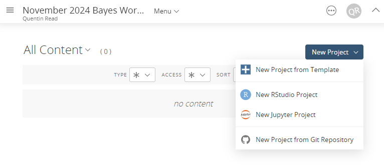 content pane showing dropdown menu