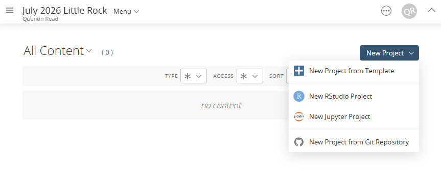 content pane showing dropdown menu