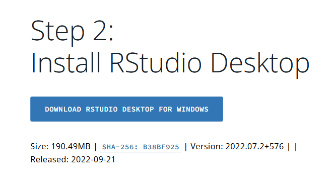 Posit RStudio download screenshot